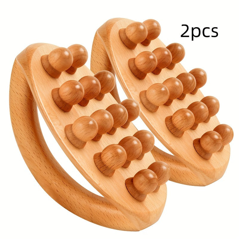 Lot de 2 bâtons de massage Gua Sha en bois – 12 perles