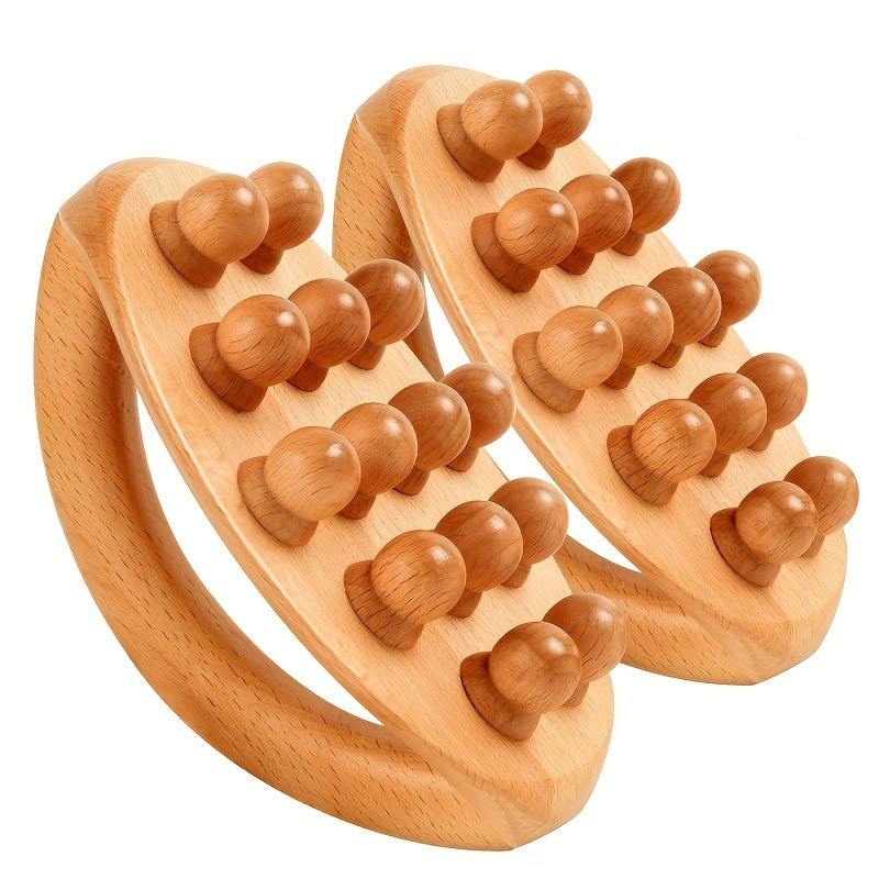 Lot de 2 bâtons de massage Gua Sha en bois – 12 perles